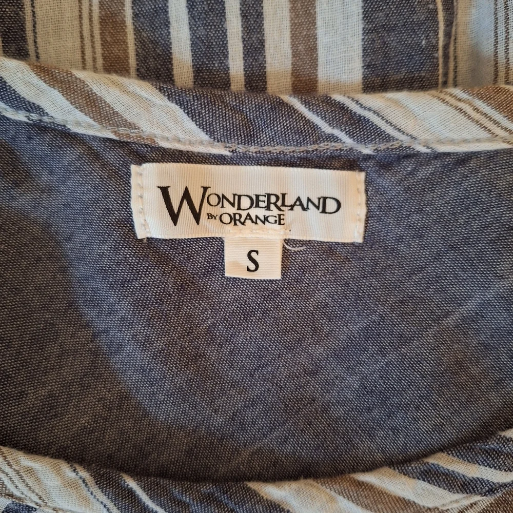 Wonderland By Orange Striped Cotton Blouse Top Small *S - Picture 5 of 6